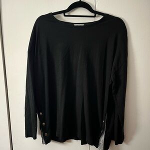 Lisa ToddBlack Long Sleeve Top with Button Detail size XL